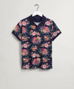 Gant Dahlia Print Pique Rugger Evening Blue