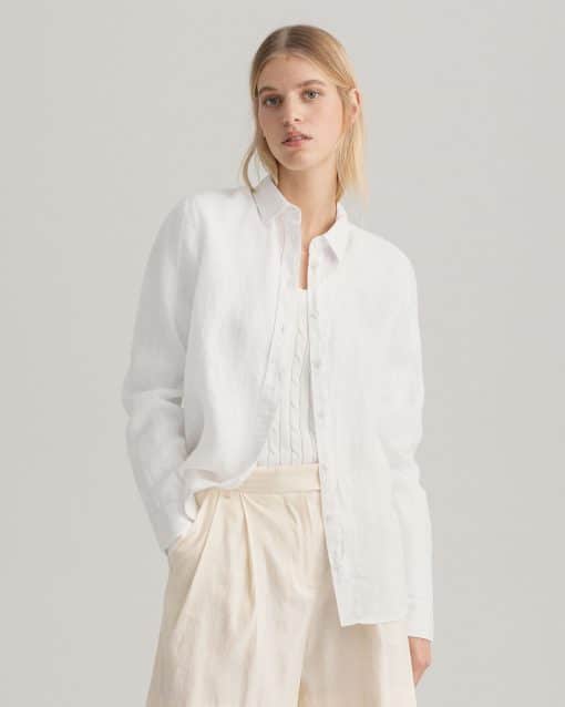 Gant Woman Linen Chambray Shirt White