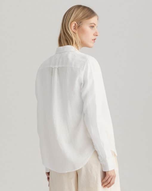 Gant Woman Linen Chambray Shirt White