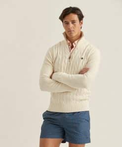 Morris Stockholm Marlebone Half Zip Off White
