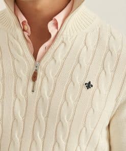 Morris Stockholm Marlebone Half Zip Off White