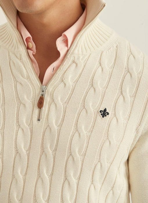 Morris Stockholm Marlebone Half Zip Off White