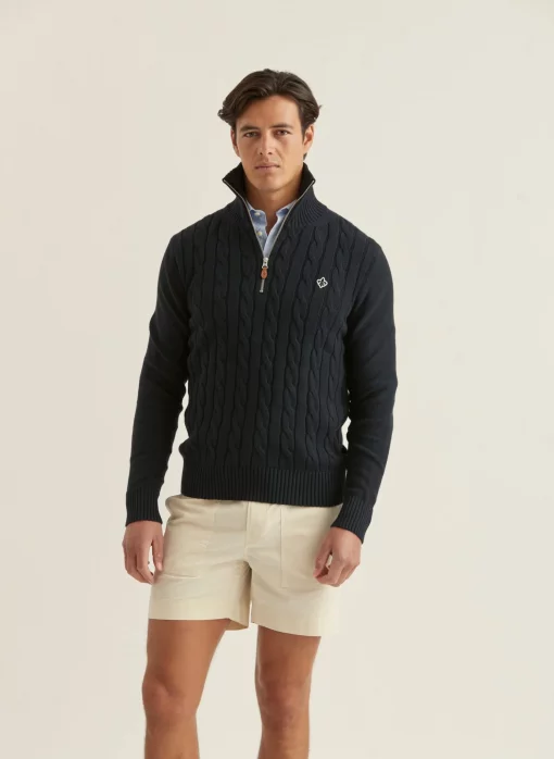 Morris Stockholm Marlebone Half Zip Blue