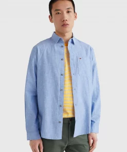 Tommy Jeans Linen Blend Shirt Perfume Blue