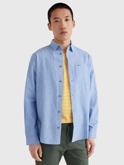 Tommy Jeans Linen Blend Shirt Perfume Blue
