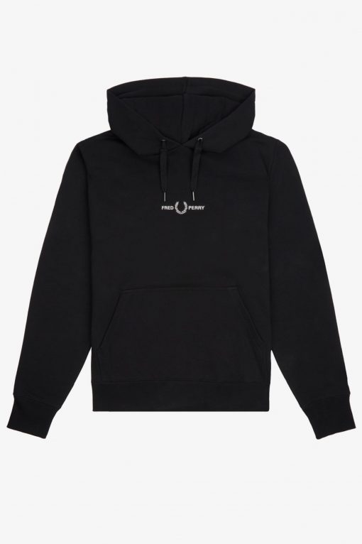 Fred Perry Embroidered Hooded Sweatshirt Black