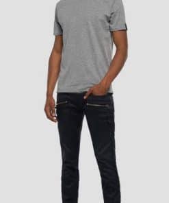 Replay Raw Cut Cotton T-shirt Medium Grey Melange