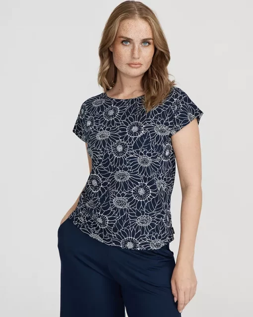 Holebrook Alice Capsleeve Navy-Sunflower