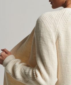 Superdry Vintage Long Ribbed Cardigan Ecru