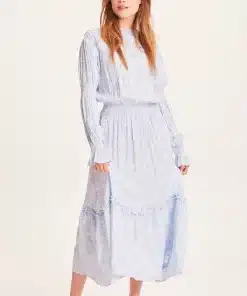 Knowledge Cotton Apparel Fleur LENZING™ ECOVERO™ Maxi Flower Dress Chambray Blue