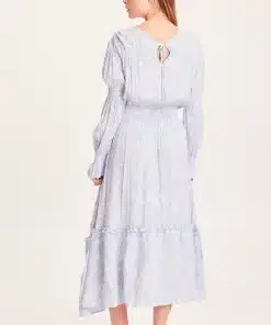 Knowledge Cotton Apparel Fleur LENZING™ ECOVERO™ Maxi Flower Dress Chambray Blue