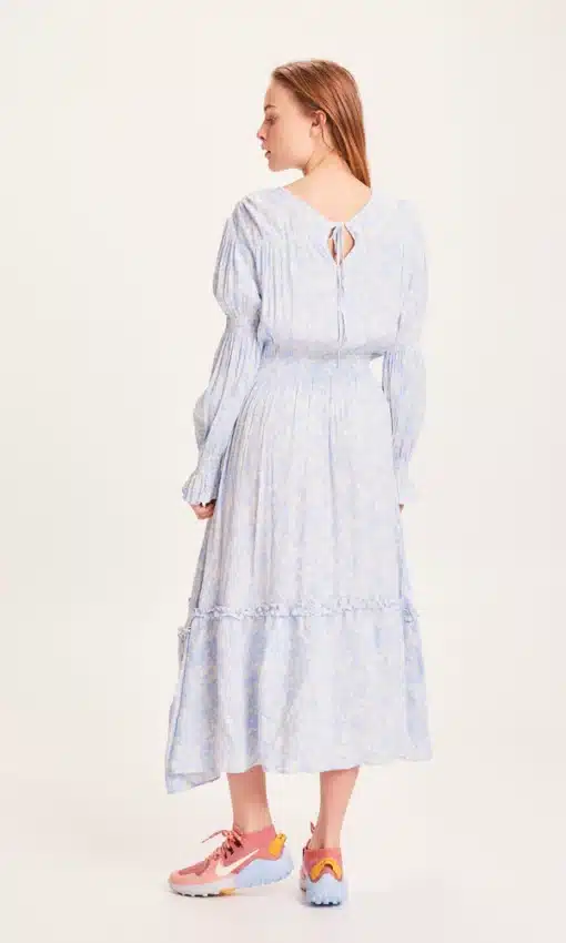 Knowledge Cotton Apparel Fleur LENZING™ ECOVERO™ Maxi Flower Dress Chambray Blue