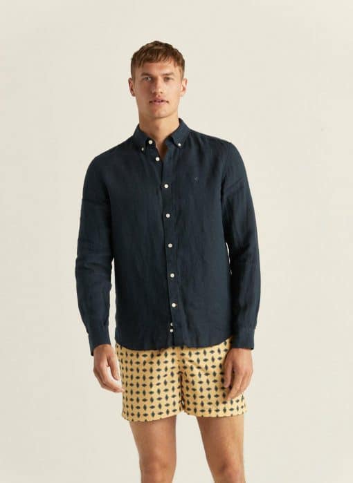 Morris Stockholm Douglas BD Linen Shirt Blue