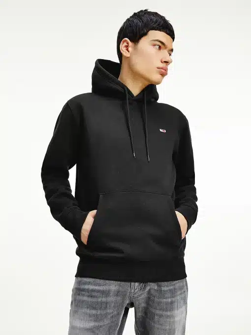 Tommy Jeans Fleece Flag Patch Hoodie Black