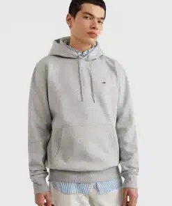 Tommy Jeans Fleece Flag Patch Hoodie Light Grey Heather