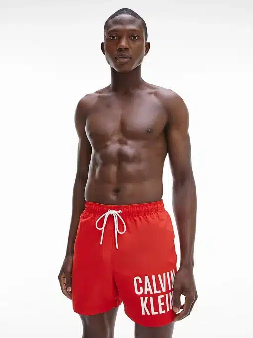 Calvin Klein Medium Drawstring Swim Shorts Deep Crimson