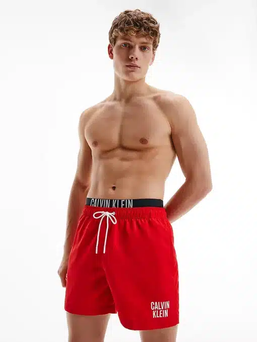Calvin Klein Double Waist Swim Shorts Deep Crimson