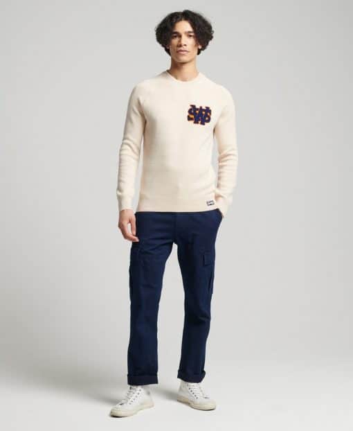 Superdry Vintage Varsity Knit Oatmeal