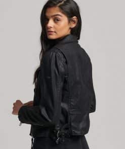 Superdry Vintage Coated Biker Jacket Black