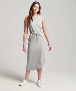 Superdry Studios Jersey Maxi Dress Light Grey Melange