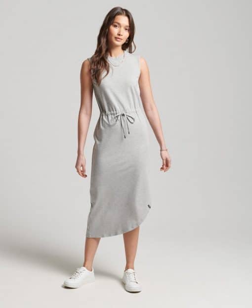 Superdry Studios Jersey Maxi Dress Light Grey Melange