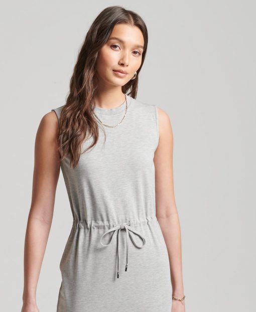 Superdry Studios Jersey Maxi Dress Light Grey Melange