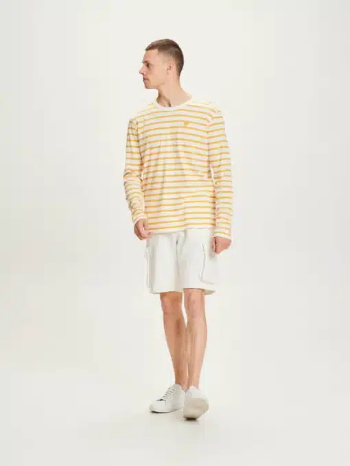 Knowledge Cotton Apparel Ls Striped T-shirt With Badge Honey Gold