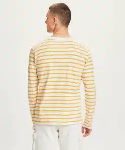 Knowledge Cotton Apparel Ls Striped T-shirt With Badge Honey Gold