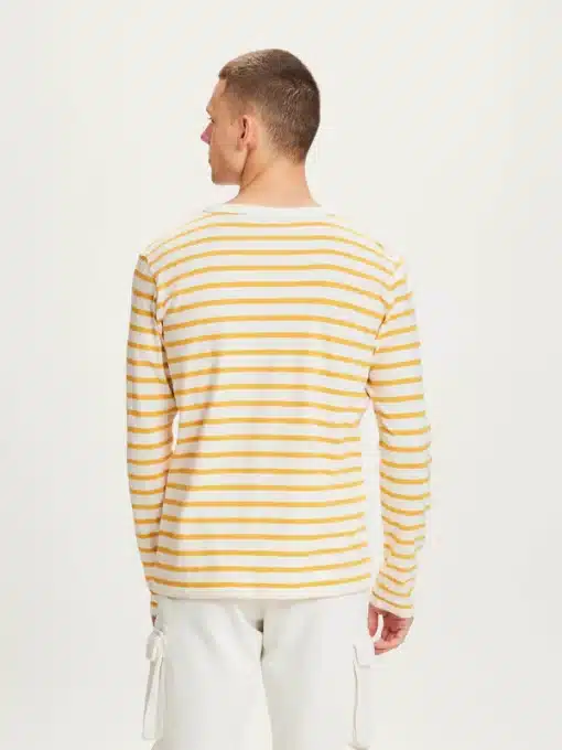 Knowledge Cotton Apparel Ls Striped T-shirt With Badge Honey Gold