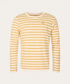 Knowledge Cotton Apparel Ls Striped T-shirt With Badge Honey Gold