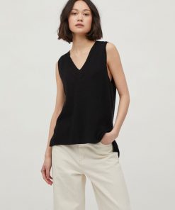 Vila Ril Knit Rib V-neck Vest Black