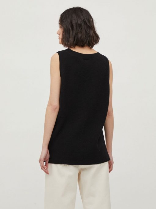 Vila Ril Knit Rib V-neck Vest Black