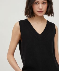 Vila Ril Knit Rib V-neck Vest Black
