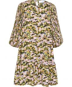 Selected Femme Evie Plisse Dress Dark Citron