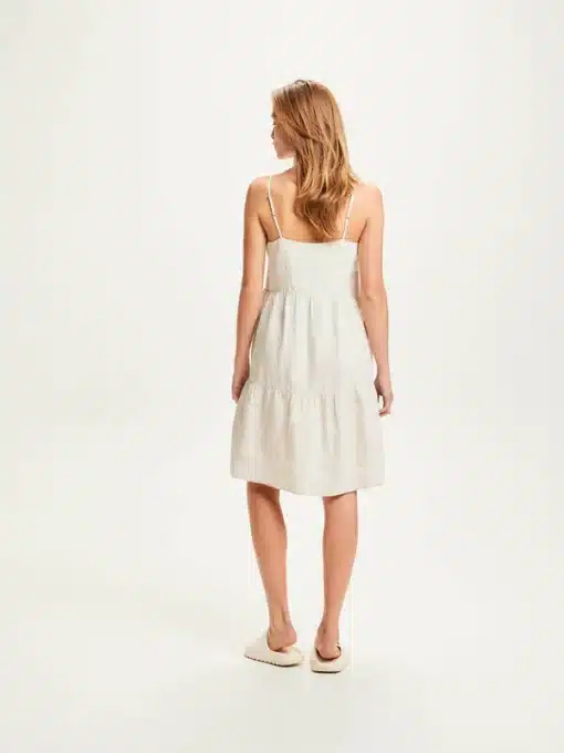 Knowledge Cotton Apparel Natural Linen Strap Dress Light Feather Gray