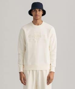 Gant Tonal Archive Shield C-Neck Sweat Eggshell