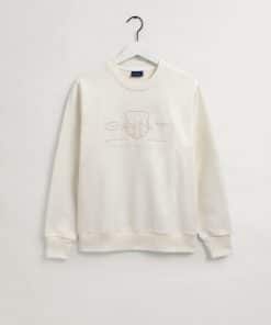 Gant Tonal Archive Shield C-Neck Sweat Eggshell