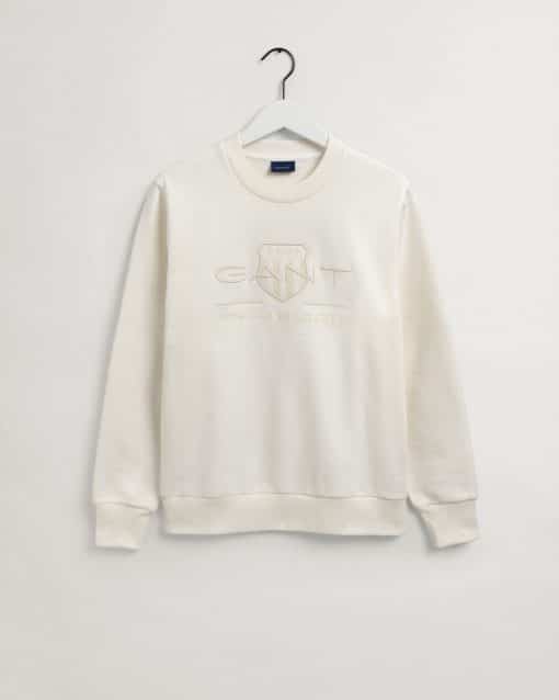 Gant Tonal Archive Shield C-Neck Sweat Eggshell
