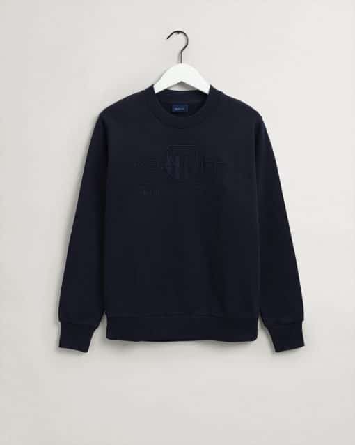 Gant Tonal Archive Shield C-Neck Sweat Evening Blue