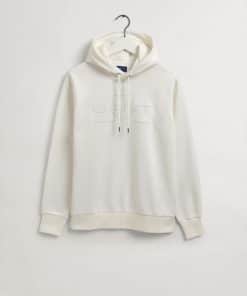 Gant Tonal Archive Shield Hoodie Eggshell