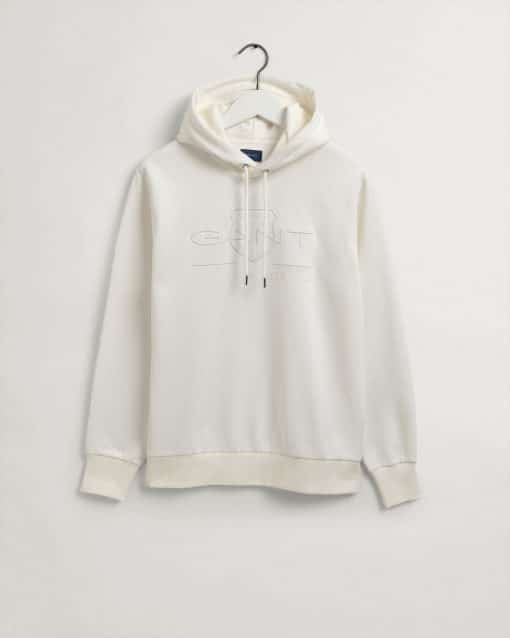 Gant Tonal Archive Shield Hoodie Eggshell