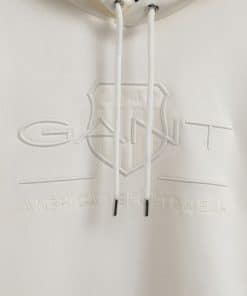 Gant Tonal Archive Shield Hoodie Eggshell