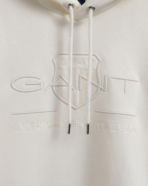 Gant Tonal Archive Shield Hoodie Eggshell