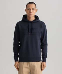 Gant Tonal Archive Shield Hoodie Evening Blue