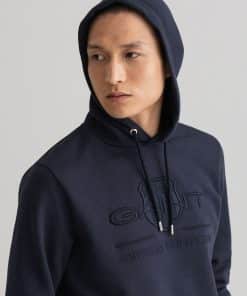 Gant Tonal Archive Shield Hoodie Evening Blue