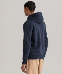 Gant Tonal Archive Shield Zip Hoodie Evening Blue