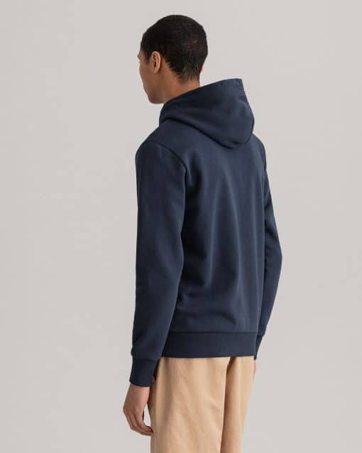 Gant Tonal Archive Shield Zip Hoodie Evening Blue