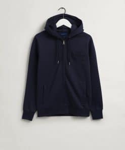 Gant Tonal Archive Shield Zip Hoodie Evening Blue