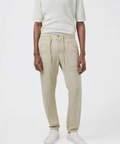 J. Lindeberg Sasha Drape Linen Pants Safari Beige
