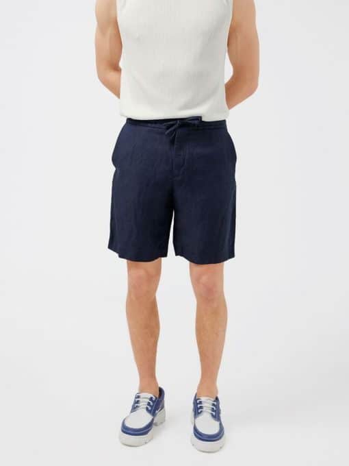 J. Lindeberg Sasha Drape Linen Shorts Navy
